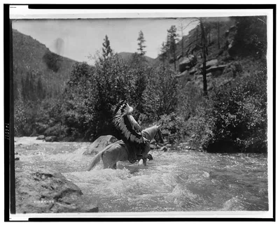 Bullchief at the ford, Montana, 1905
