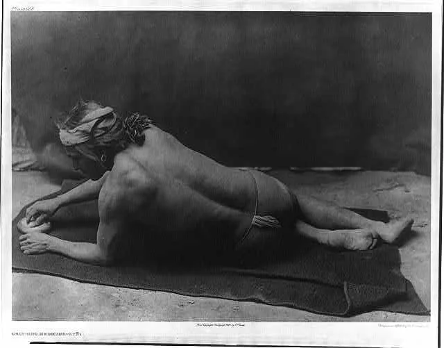 Grinding medicine--Zuni, New Mexico, 1925