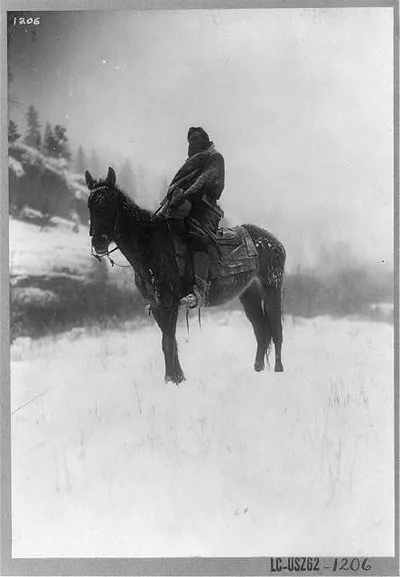 The scout in winter--Apsaroke, Pryor Mountains, Wyoming, Montana, 1908