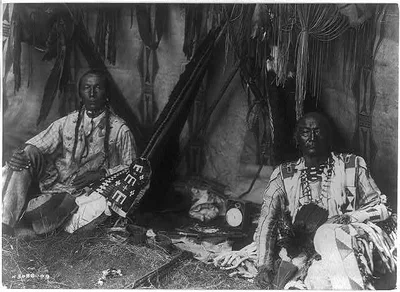 In a Piegan lodge, 1910