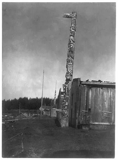 Qagyuhl village at Fort Rupert, British Columbia, Vancouver Island, 1914