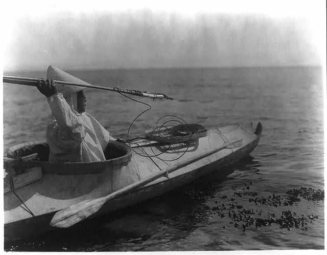 Ready for the throw--Nunivak, Alaska, Nunivak Island, 1929