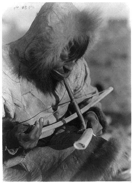 Drilling ivory--King Island, Alaska, Ukivok, 1929