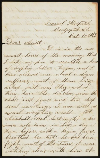 [Letter from Private Edward W. Curtis, General Hospital, Bridgeport,…, 1863