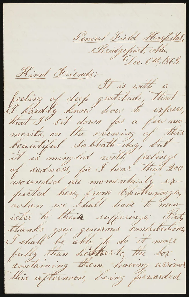 [Letter from Private Edward W. Curtis, General Field Hospital,…, 1863