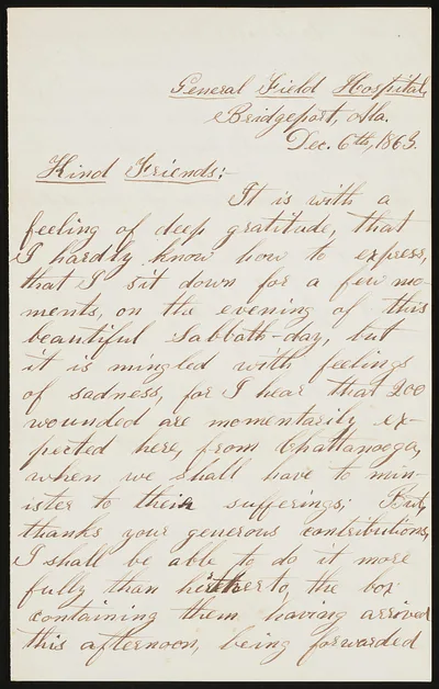 [Letter from Private Edward W. Curtis, General Field Hospital,…, 1863
