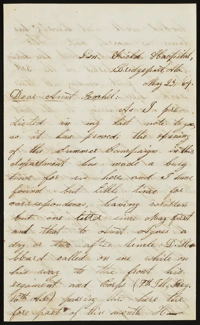 [Letter from Private Edward W. Curtis, General Field Hospital,…, 1864