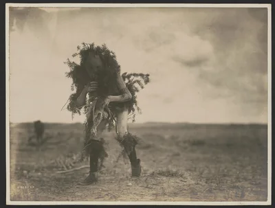 [Yebichai, the beggar, Tonenili-Navajo Indian, dressed in spruce…, 1904