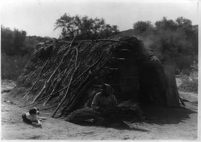 Diegueño house at Campo, California, San Diego County, 1924