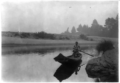 Hupa fisherman, California, 1923