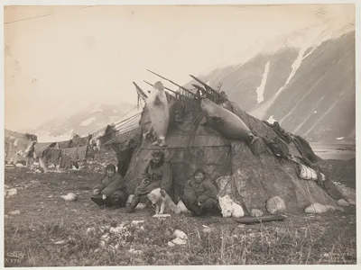 [Inuit hut and family], Arctic Regions, 1899