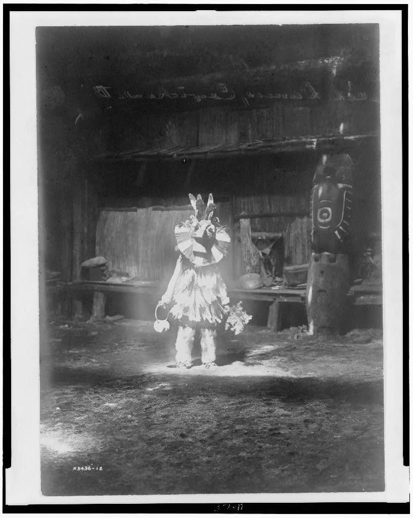 Masked dancer, Cowichan, British Columbia, 1913