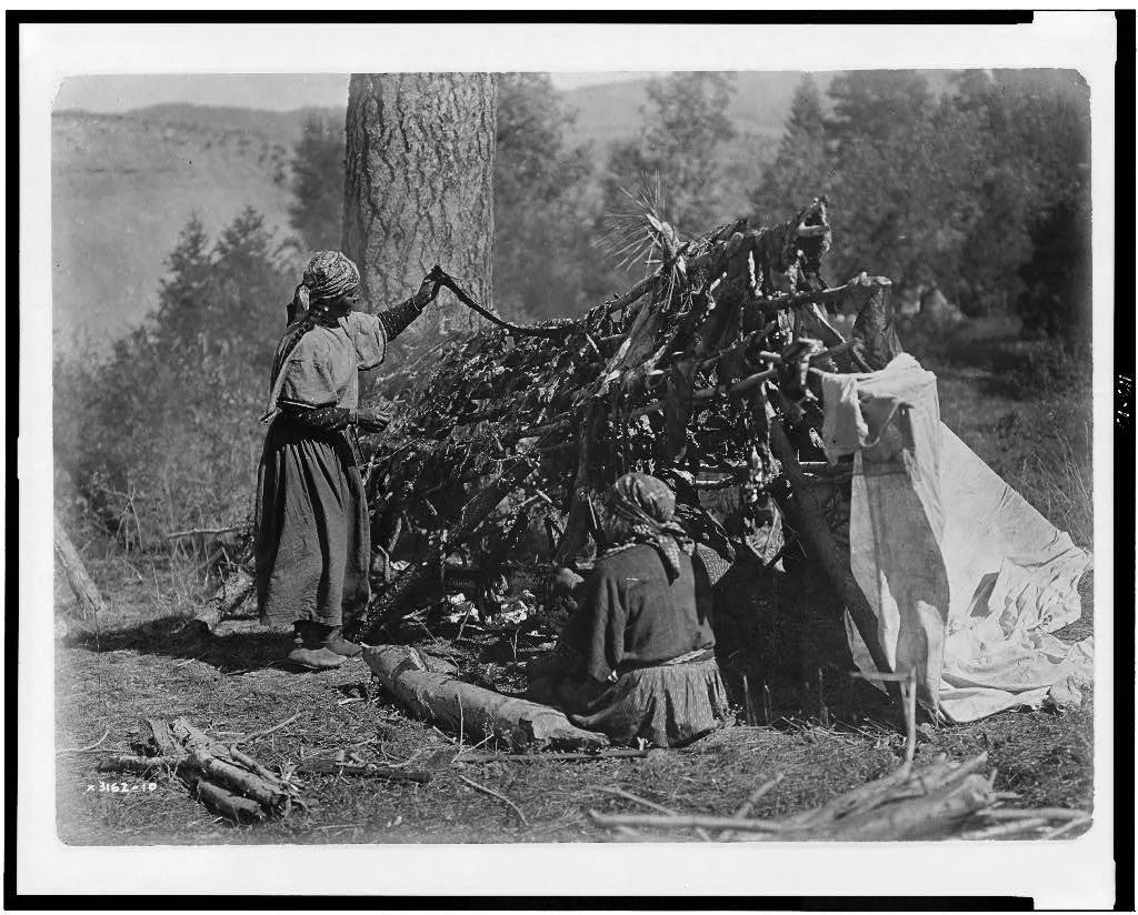 Drying meat--Flathead, 1910