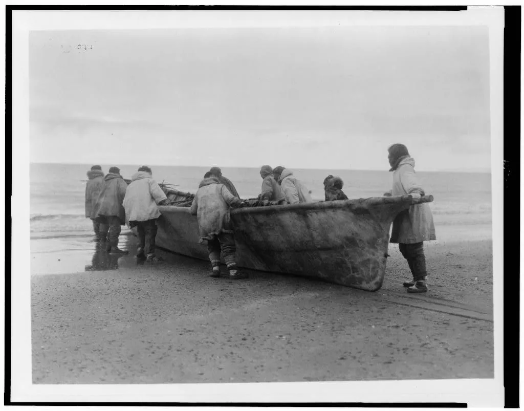 Launching the whale boat--Cape Prince of Wales, Alaska, Cape Prince Of Wales, 1929